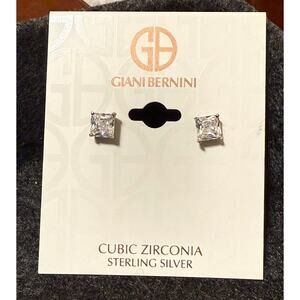 Giani Bernini Sterling Silver & Princess Cut (Square) CZ Post Earrings‎